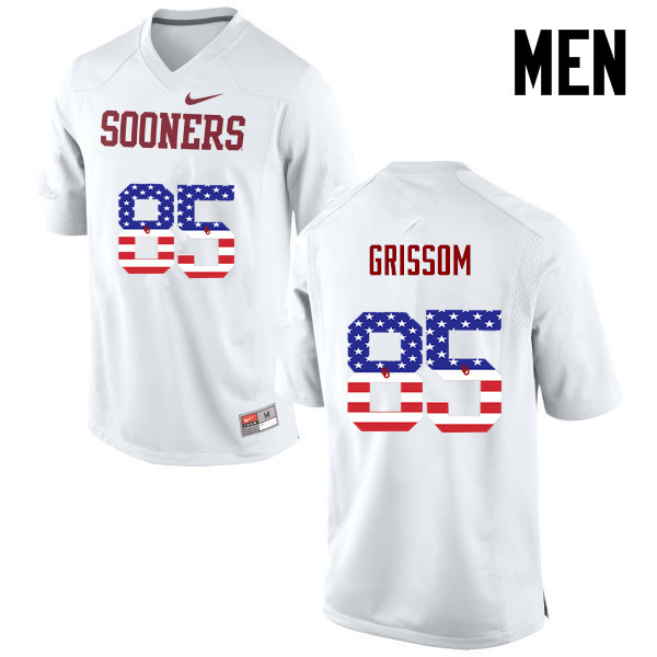 Oklahoma Sooners #85 Geneo Grissom College Football USA Flag Fashion Jerseys-White